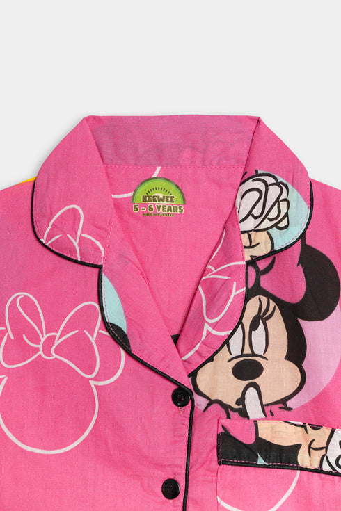 Printed Mouse Nightsuit -Pink