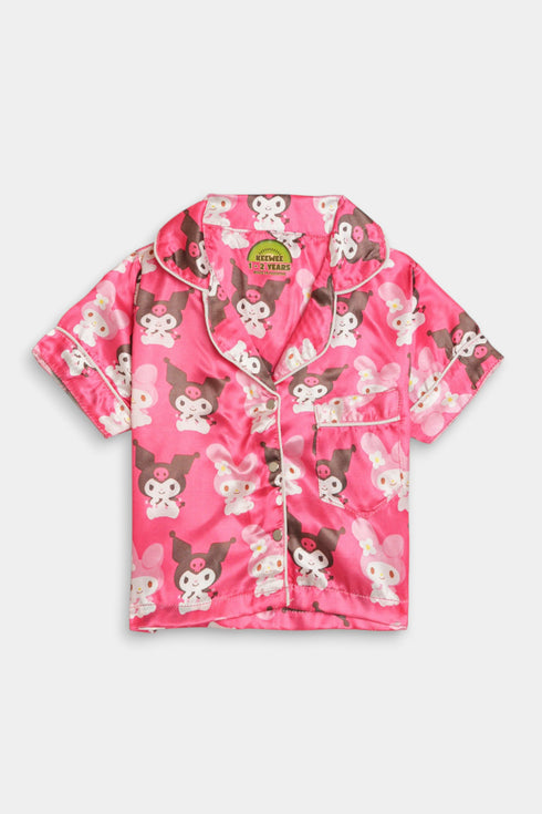Printed Kuromi Nightsuit - Pink