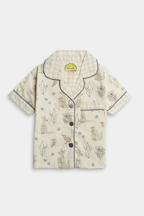 Printed Koala Nightsuit - White