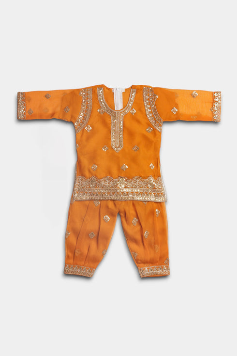 Embroidered Patiala Chiffon 2 Piece - Mustard