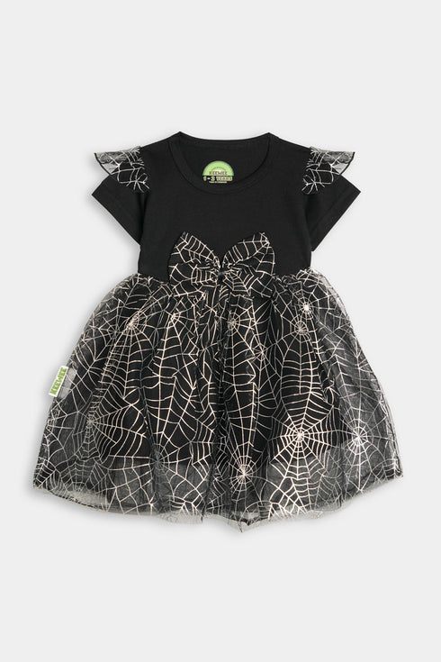 Glitter Web Frock - Black