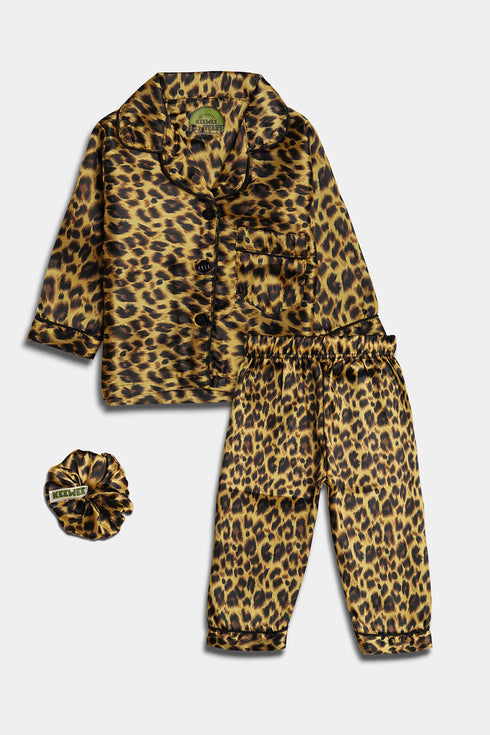 Printed Leopard Nightsuit - Brown