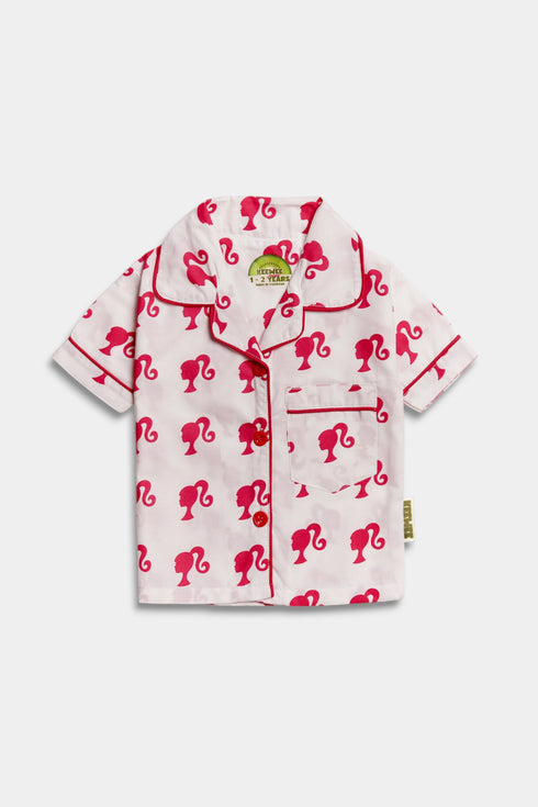 Printed Barbie Nightsuit - Pink