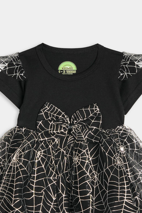 Glitter Web Frock - Black