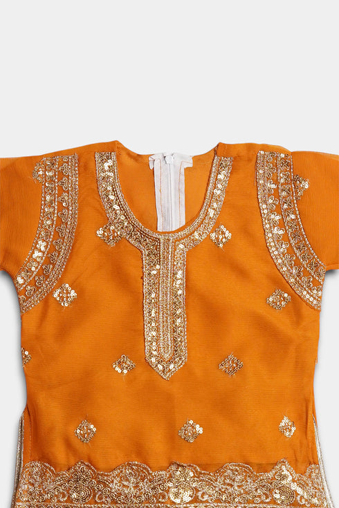 Embroidered Patiala Chiffon 2 Piece - Mustard