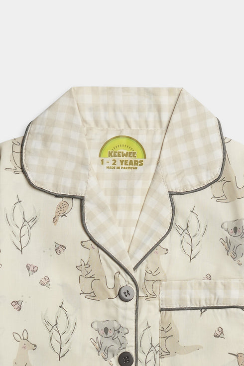 Printed Koala Nightsuit - White