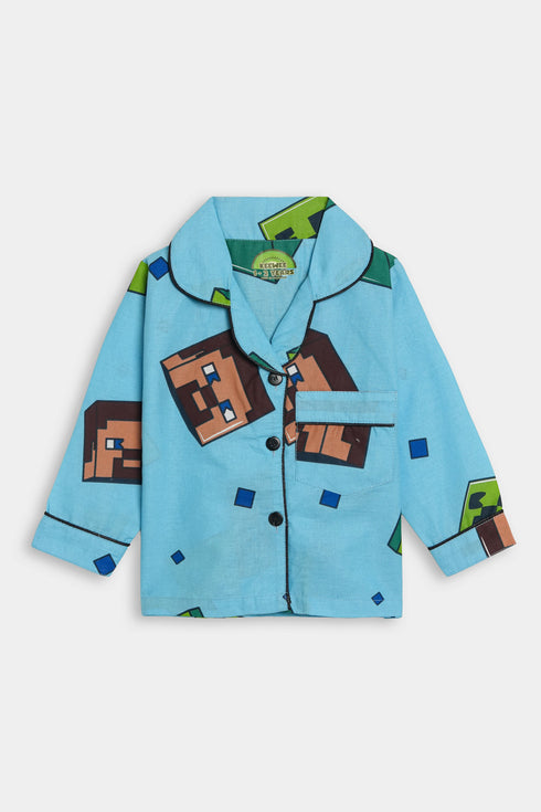 Printed Minecraft Nightsuit - Blue