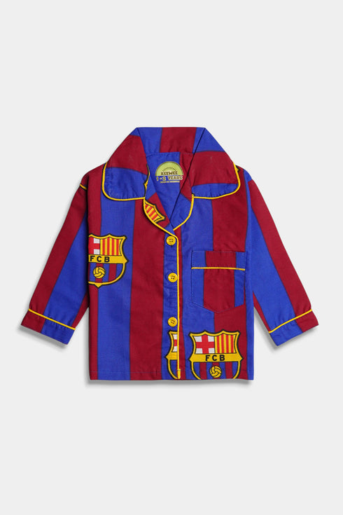 Printed Barcelona Nightsuit - Red