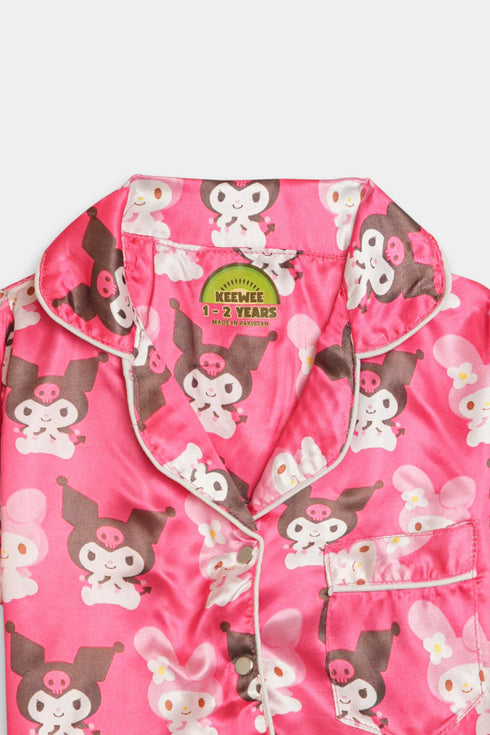 Printed Kuromi Nightsuit - Pink