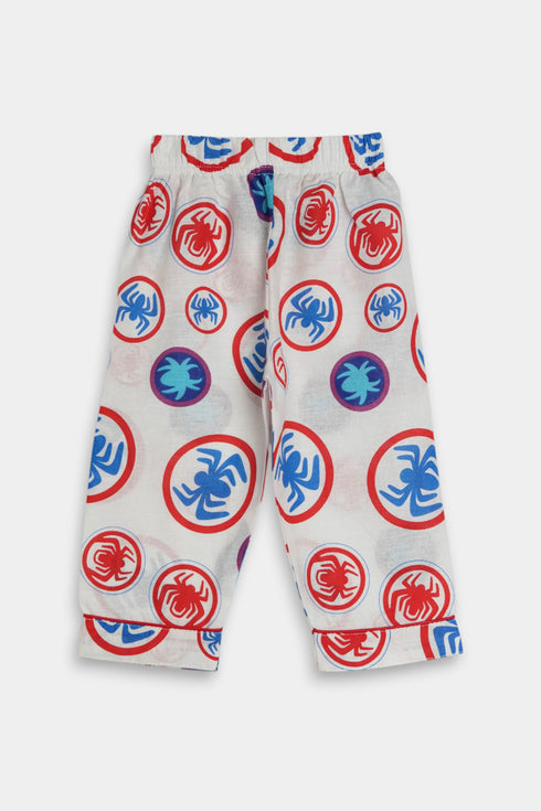 Printed Spiders Nightsuit - White