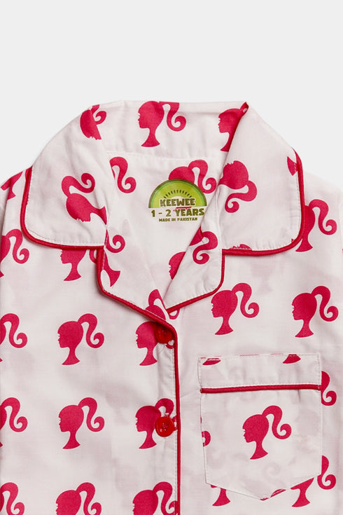 Printed Barbie Nightsuit - Pink