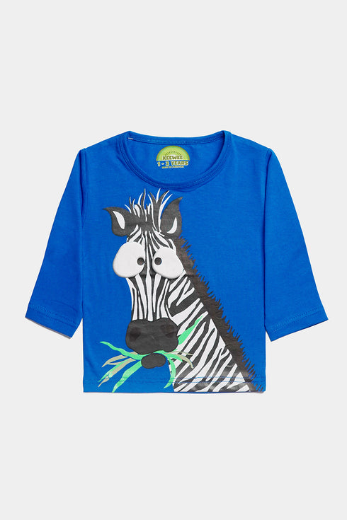 Printed Zebra Tee - Blue