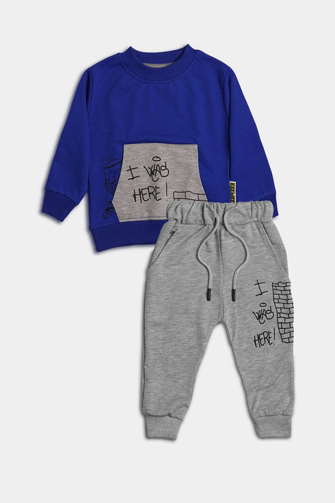 Printed Graffiti Tracksuit - Blue