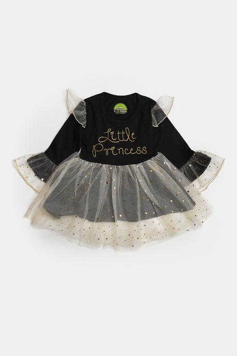 Printed Princess Frock - Black/Cream