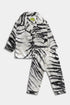 Printed Striped Silk Nightsuit - White