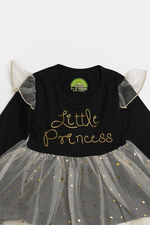 Printed Princess Frock - Black/Cream
