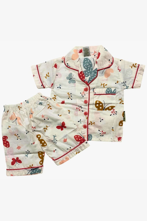 Printed Butterfly Nightsuit - Short Sleeves