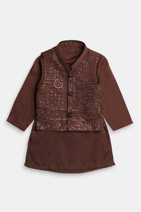 Embroidered Sequins Shalwaar kameez - Brown