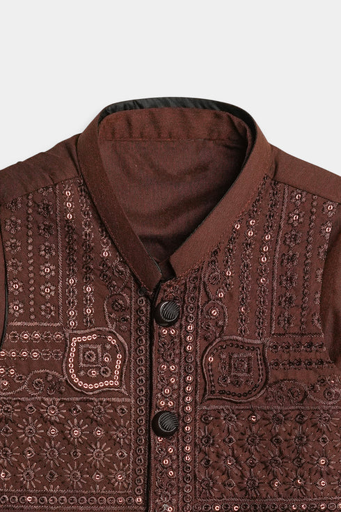 Embroidered Sequins Shalwaar kameez - Brown