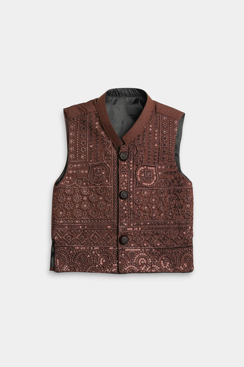 Embroidered Sequins Shalwaar kameez - Brown