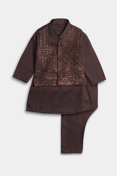 Embroidered Sequins Shalwaar kameez - Chocolate Brown
