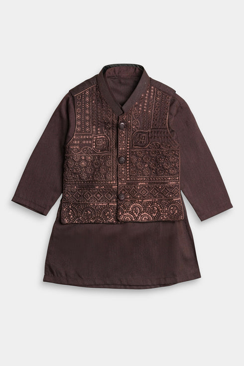 Embroidered Sequins Shalwaar kameez - Chocolate Brown