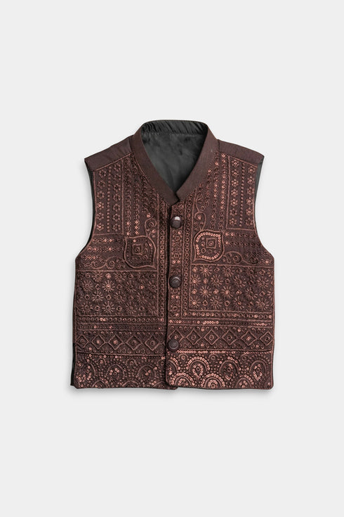 Embroidered Sequins Shalwaar kameez - Chocolate Brown