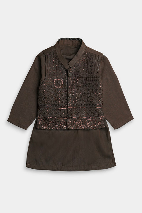 Embroidered Sequins Shalwaar kameez - Dark Brown