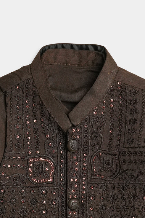 Embroidered Sequins Shalwaar kameez - Dark Brown