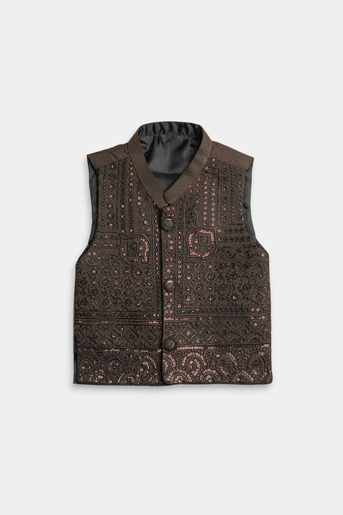 Embroidered Sequins Shalwaar kameez - Dark Brown