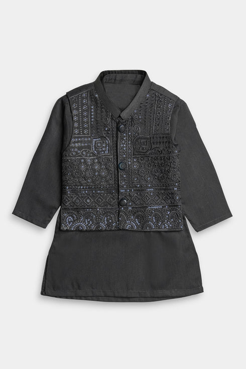 Embroidered Sequins Shalwaar kameez - Blue Grey