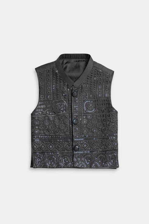Embroidered Sequins Shalwaar kameez - Blue Grey