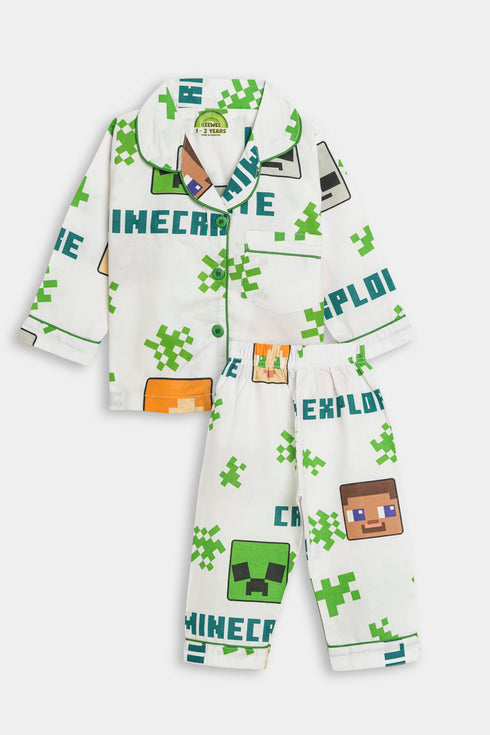 Printed Minecraft Nightsuit - White