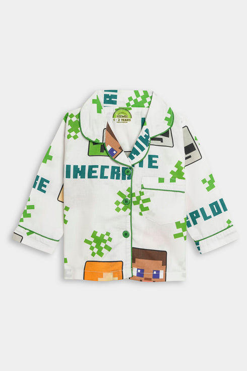 Printed Minecraft Nightsuit - White