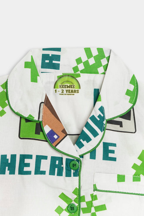 Printed Minecraft Nightsuit - White