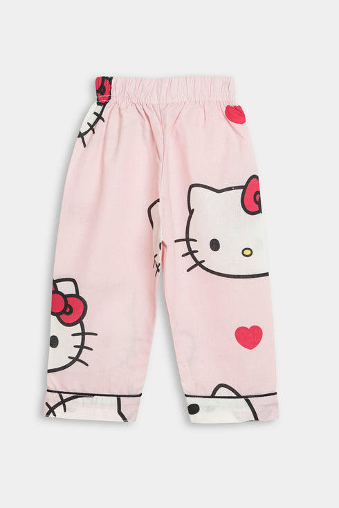 Printed Kitty Nightsuit - Pink