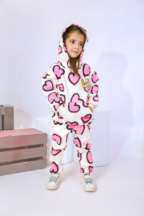 Printed Hearts Tracksuit - White