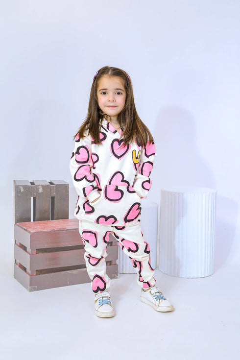 Printed Hearts Tracksuit - White