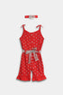 Printed Hearts Jumpsuit - Red