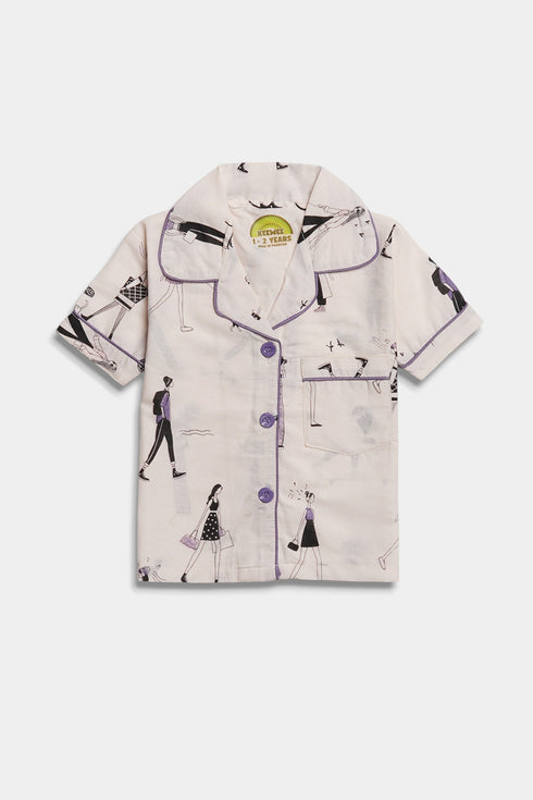 Printed Lady Nightsuit - Purple