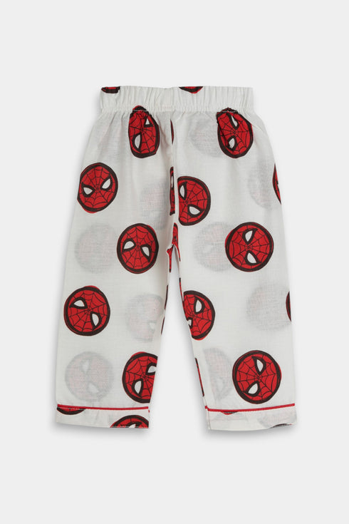 Printed Spiderman Nightsuit - Red