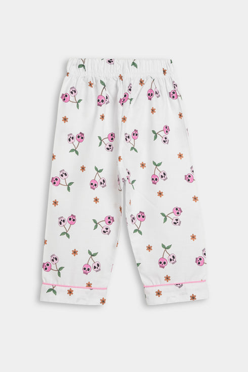 Printed Cherry Heart - White