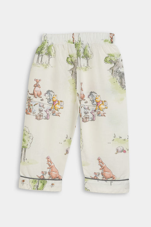 Printed Pooh Nightsuit - White
