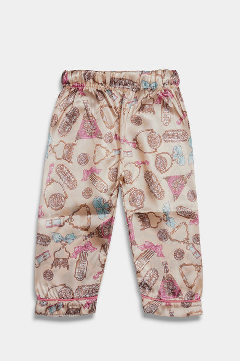 Printed Perfume Nightsuit - Cream