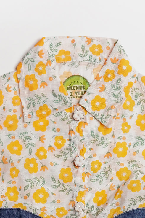Printed Floral Jumpsuit - Yellow