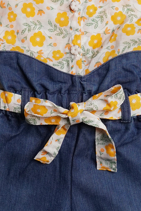 Printed Floral Jumpsuit - Yellow
