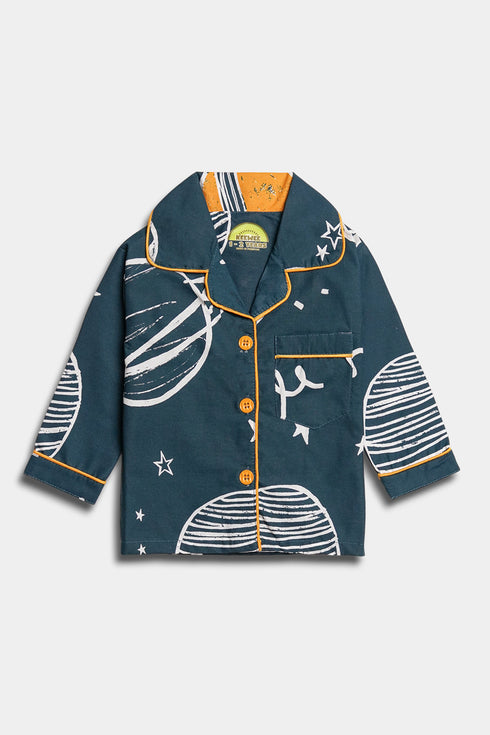 Printed Planets Nightsuit - Green