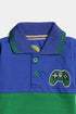 Embroidered Game Polo Set - Blue