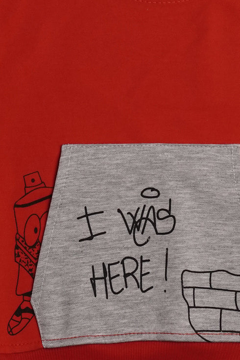 Printed Graffiti Tracksuit - Red