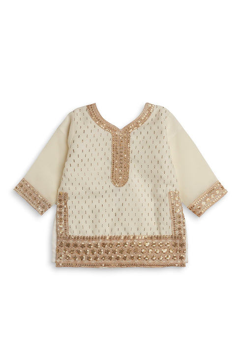 Embroidered Gharara Chiffon 3 Piece - White